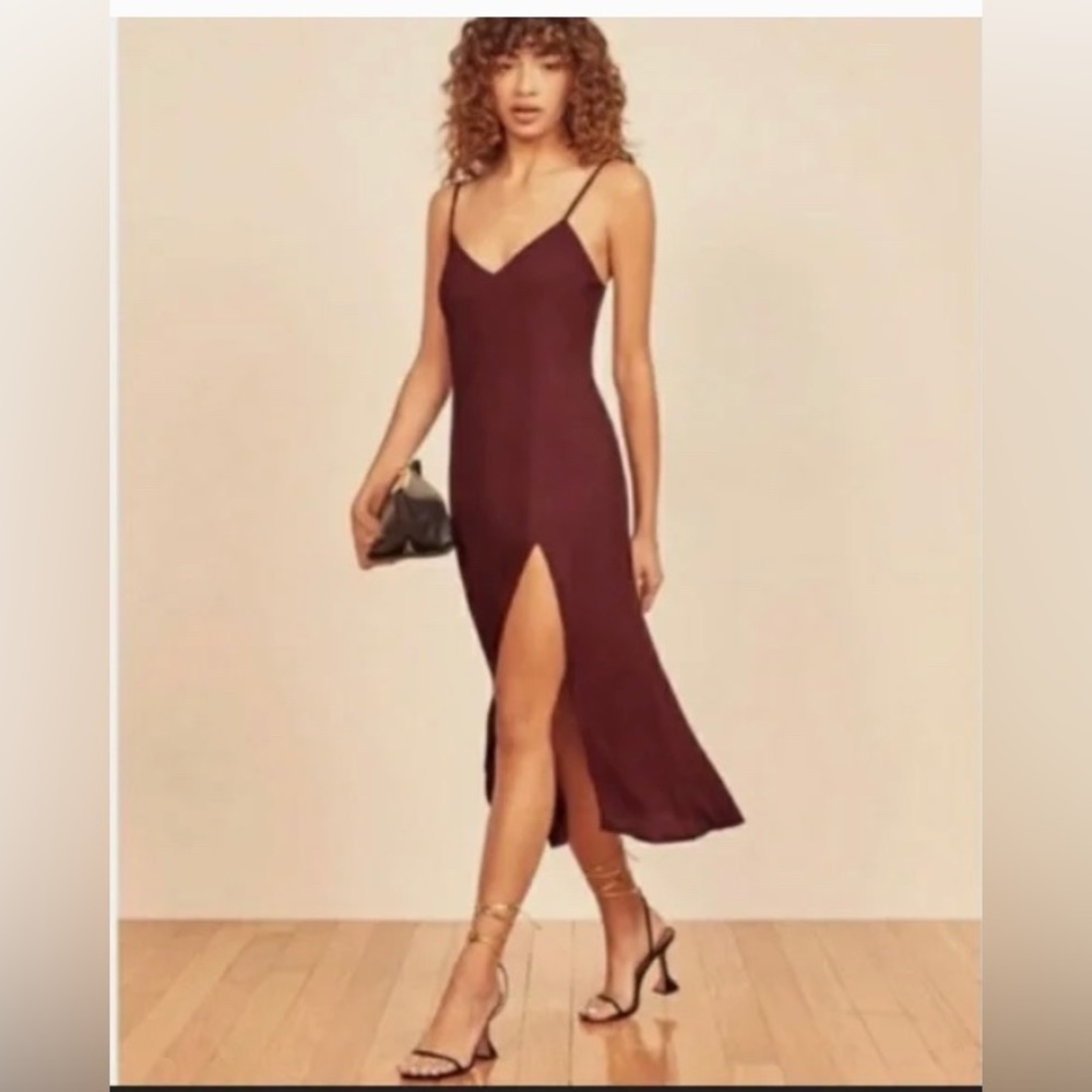 Red plum reformation crimini dress